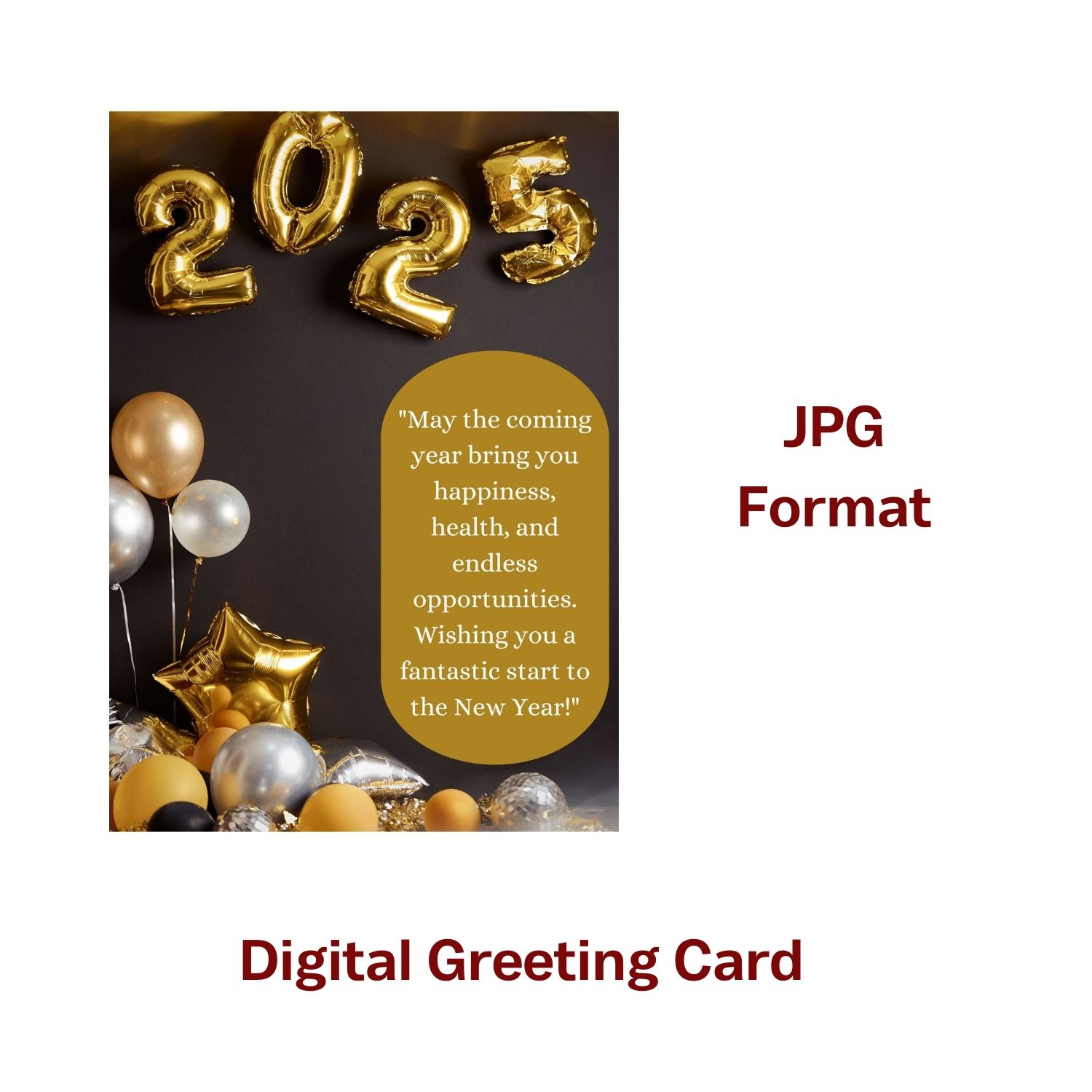 New Year Greeting Card | New Year 2025 | Digital Greeting Card | JPG Format - Image 2