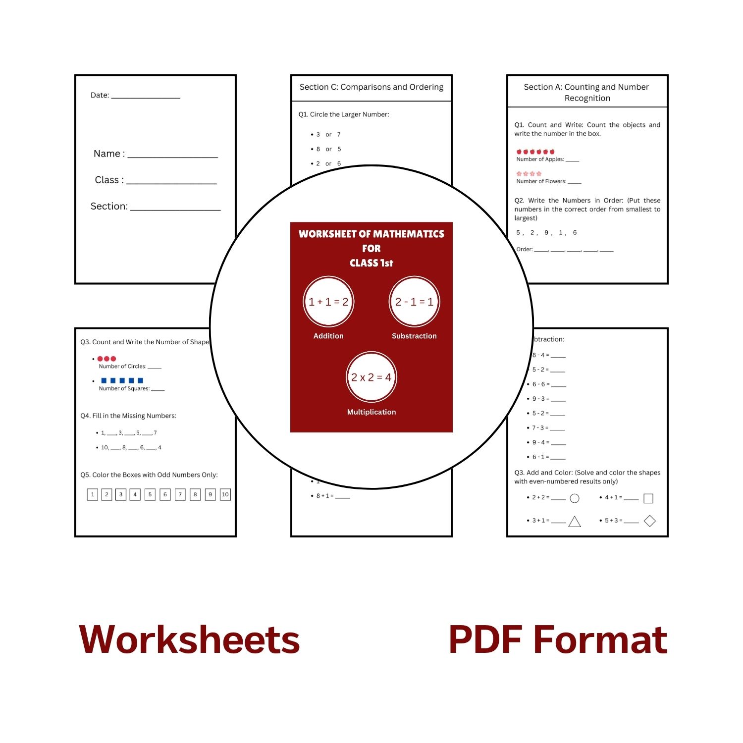 Maths Worksheets For Class 1st | Best For Home Practice | Students | Learning Ideas - Image 2