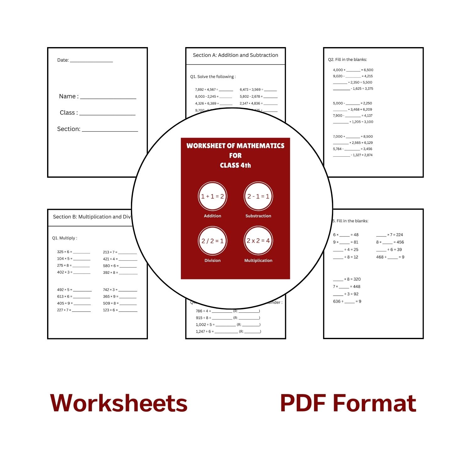 Maths Worksheets For Class 4th | Best For Home Practice | Students | Learning Ideas - Image 2