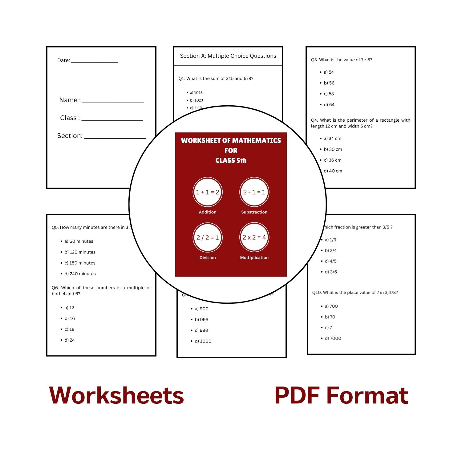 Maths Worksheets For Class 5th | Best For Home Practice | Students | Learning Ideas - Image 2