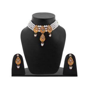 Necklace Set For Women & Girls | Choker Style | Pearl Necklace Set | Pack Of 1 | Best For All Occasional Use | White | (AWJ07202505)