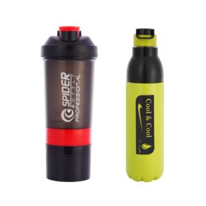 Water Bottle Shaker Combo Set | Adults | Pack Of 2 | Random Color Available (AWHK07202510)