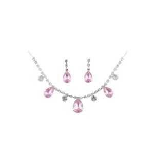 Crystal Necklace Set For Women & Girls | AD Look | Perfect For Every Occasion | Pack Of 1 | Pink