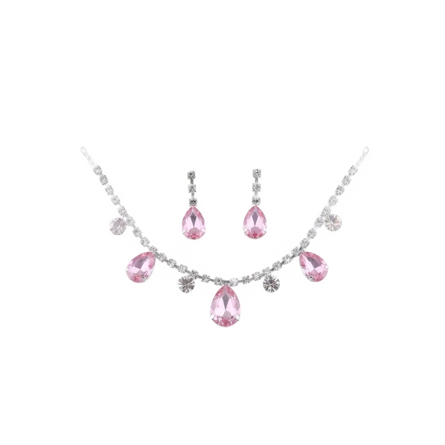 Crystal Necklace Set For Women & Girls | AD Look | Perfect For Every Occasion | Pack Of 1 | Pink