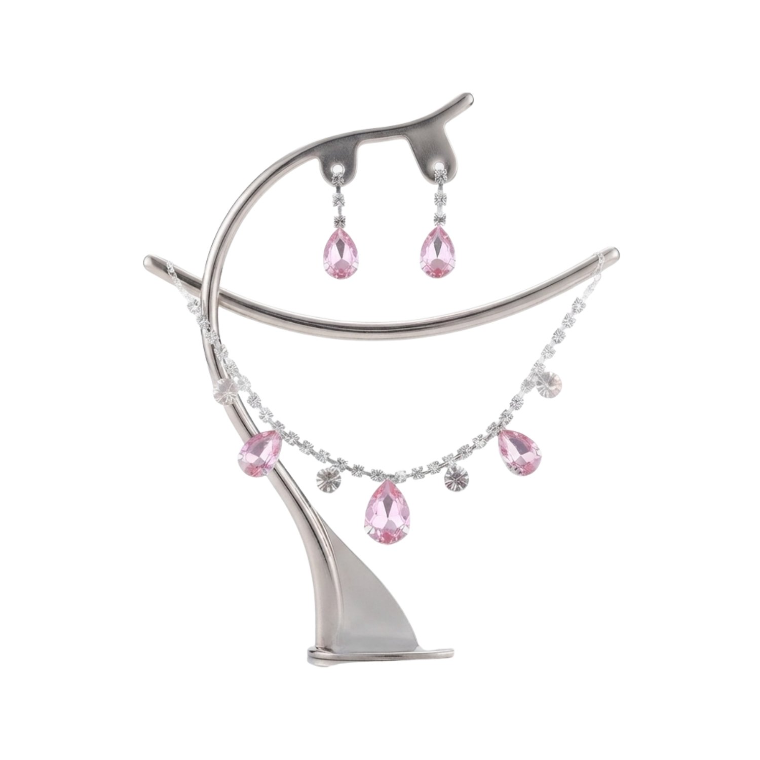 Crystal Necklace Set For Women & Girls | AD Look | Perfect For Every Occasion | Pack Of 1 | Pink - Image 2