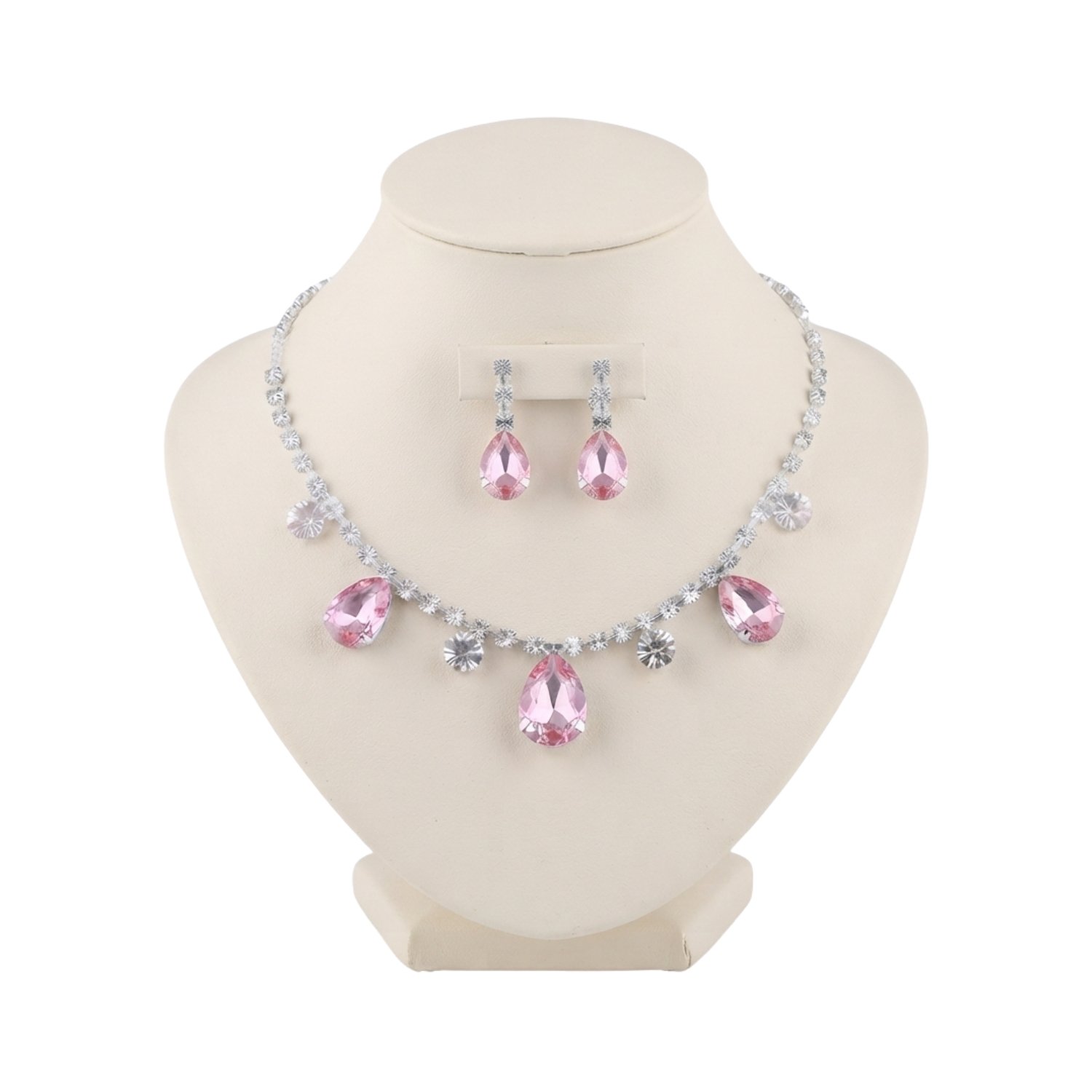 Crystal Necklace Set For Women & Girls | AD Look | Perfect For Every Occasion | Pack Of 1 | Pink - Image 3